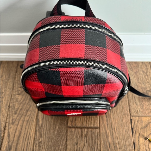 Coach Red and Black Buffalo Check Backpack - Picture 2 of 4
